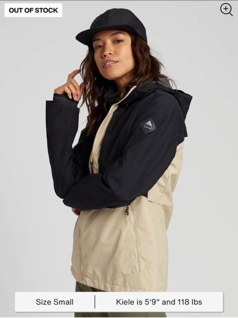 Burton Two-Tone Ski Jacket in Black & Beige
